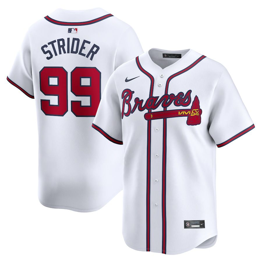 Men Atlanta Braves #99 Spencer Strider Nike White Home Limited Player MLB Jersey